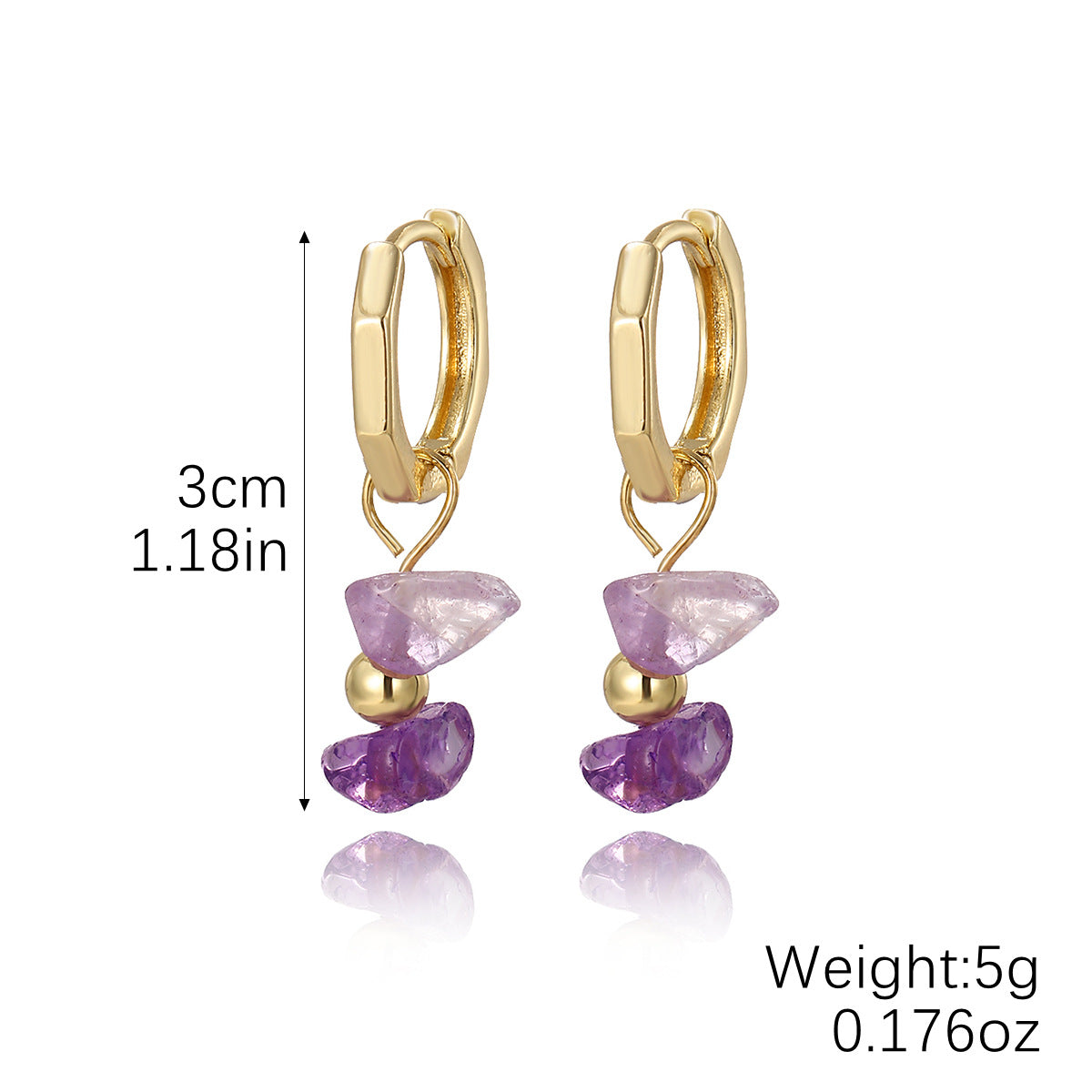 Wholesale Natural Gravel Earrings Bohemian Beach Style Niche Design Personalized Earrings Jewelry