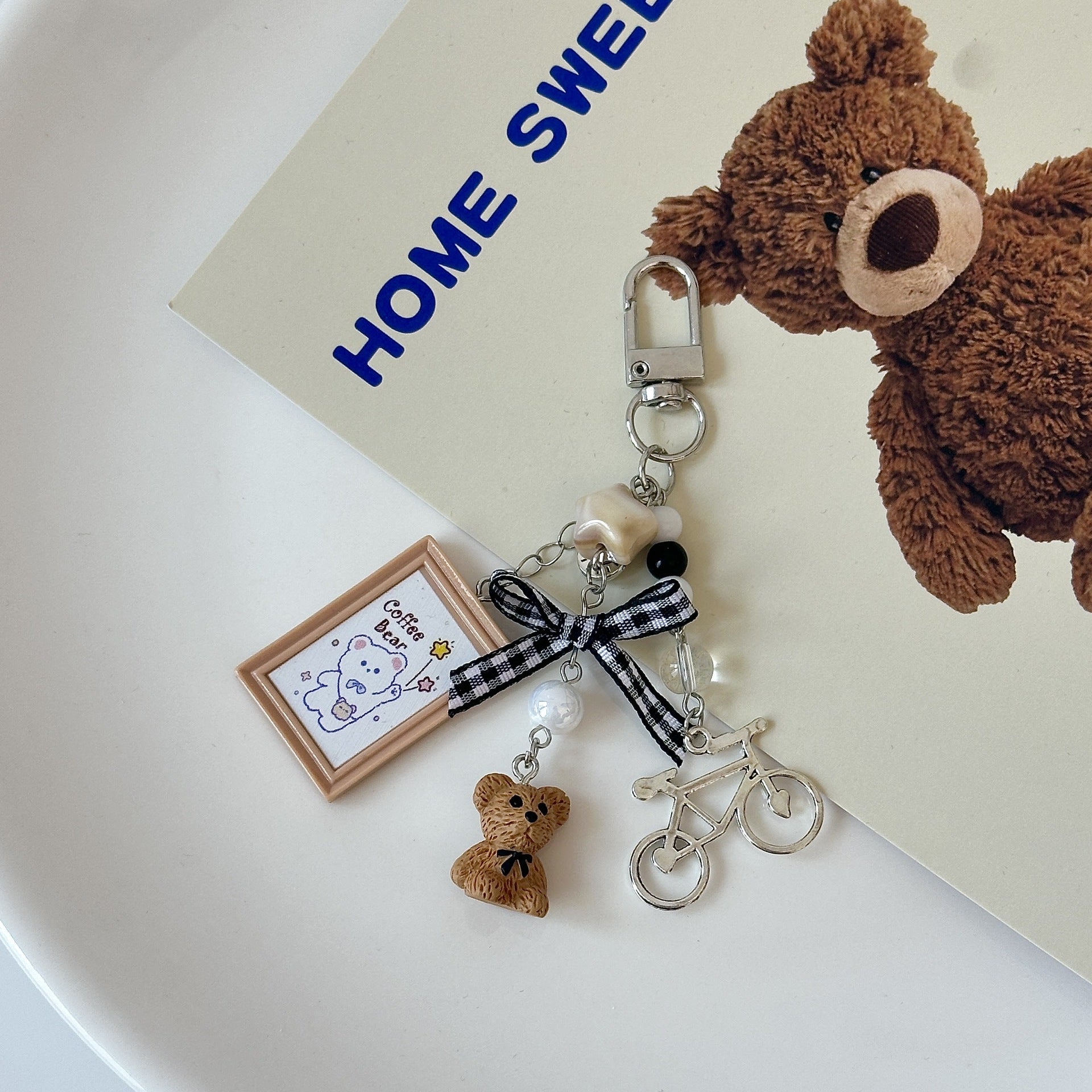 Wholesale bear brown bow bear keychain