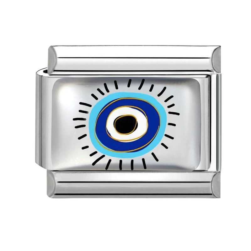 Wholesale 9mm Italian Charm Starter Bracelets DIY Flower Evil Eye Series Stainless Steel Composable Bracelet