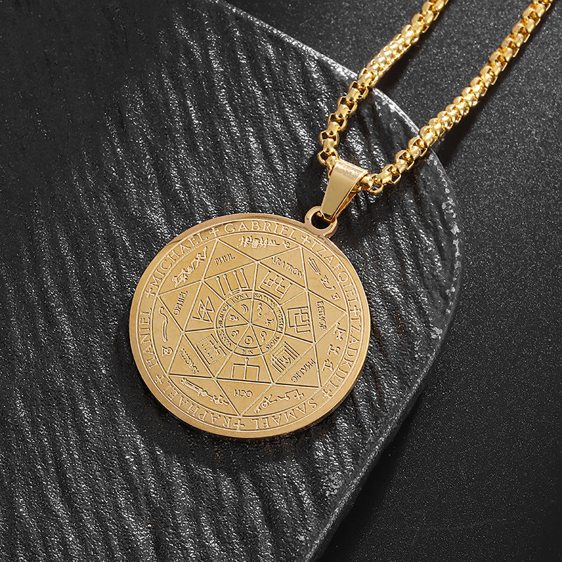 Wholesale stainless steel round brand necklace