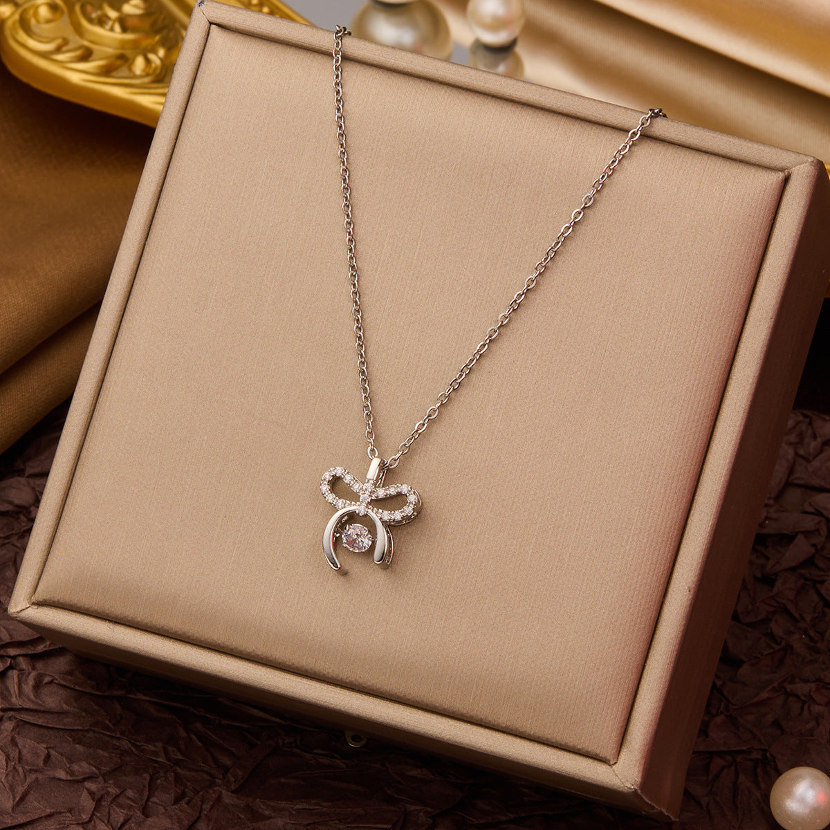 Wholesale Bow Heart Starfish Fashion Light Luxury Necklaces Titanium Steel Necklace ACC-NE-XuHao006