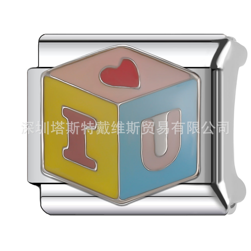 Wholesale  Italian Charm Bracelet 9mm DIY Single Section Creative Stainless Steel Composable Bracelet