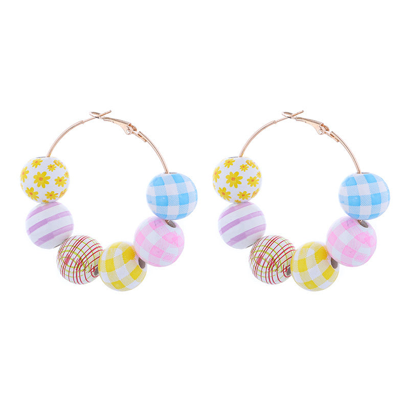 Wholesale Easter Bunny Carrot Egg Flower Basket Wooden Beaded Large Earrings