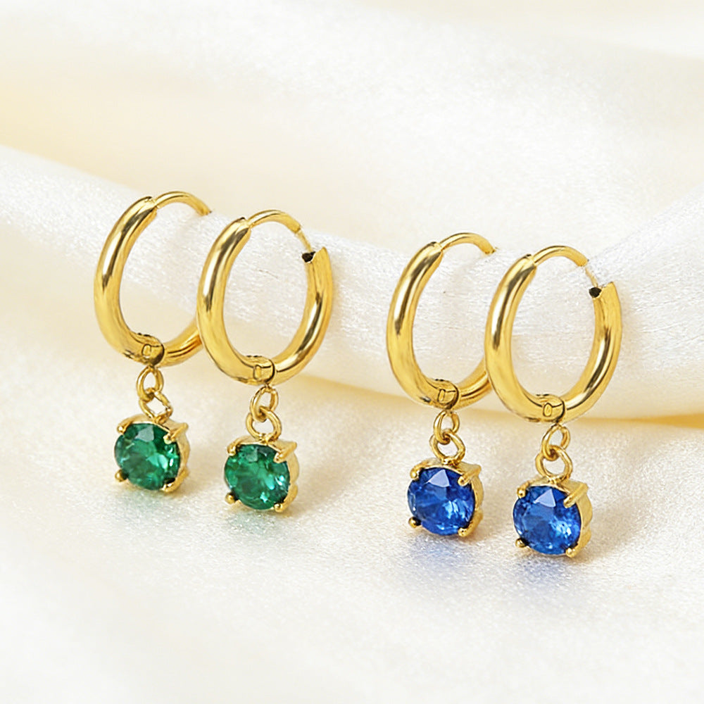 Wholesale Titanium steel zircon pendant earrings