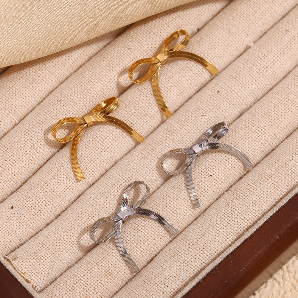 Wholesale Stainless Steel Earrings 18K Gold Plated Earrings Niche Blade Chain Butterfly Earrings ACC-ES-MengJia002