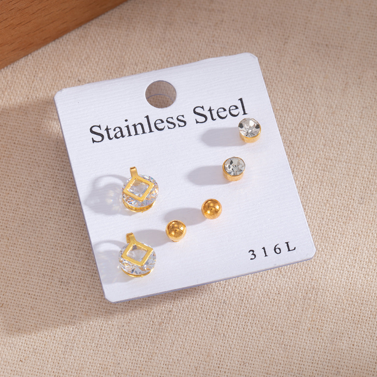 Wholesale Stylish Gold Stainless Steel Geometric Earrings for Women Vintage Fashion Accessory