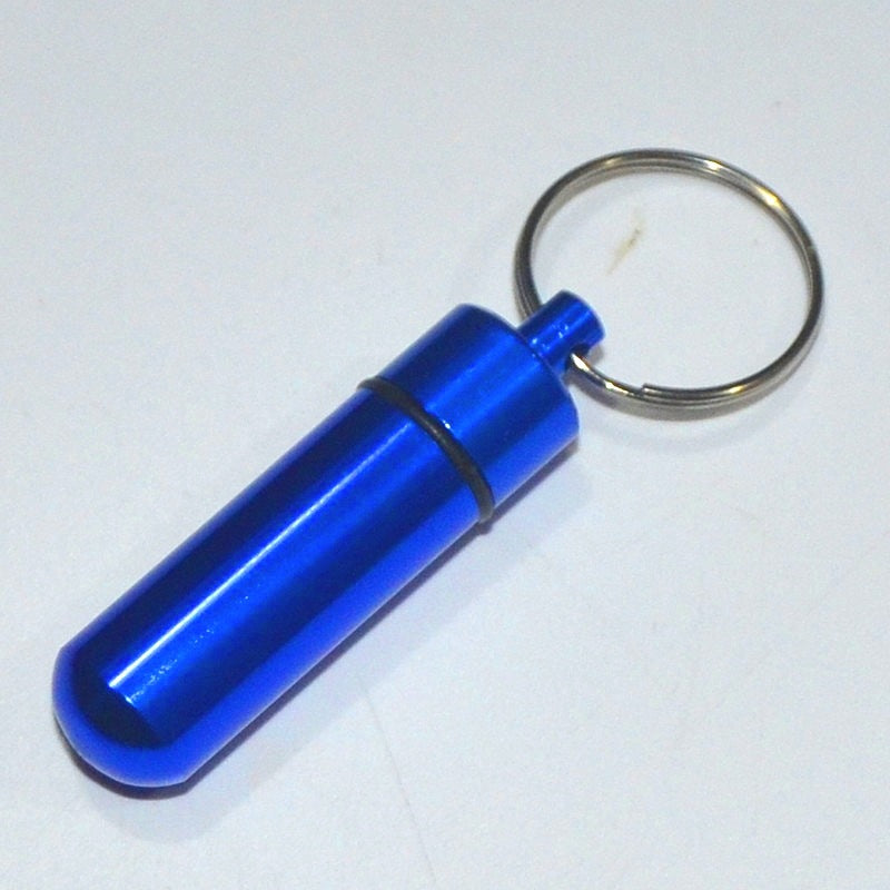 Wholesale Portable Outdoor Waterproof Sealed Aluminum Alloy Pill Bottle Keychain ACC-KC-KaBiao005
