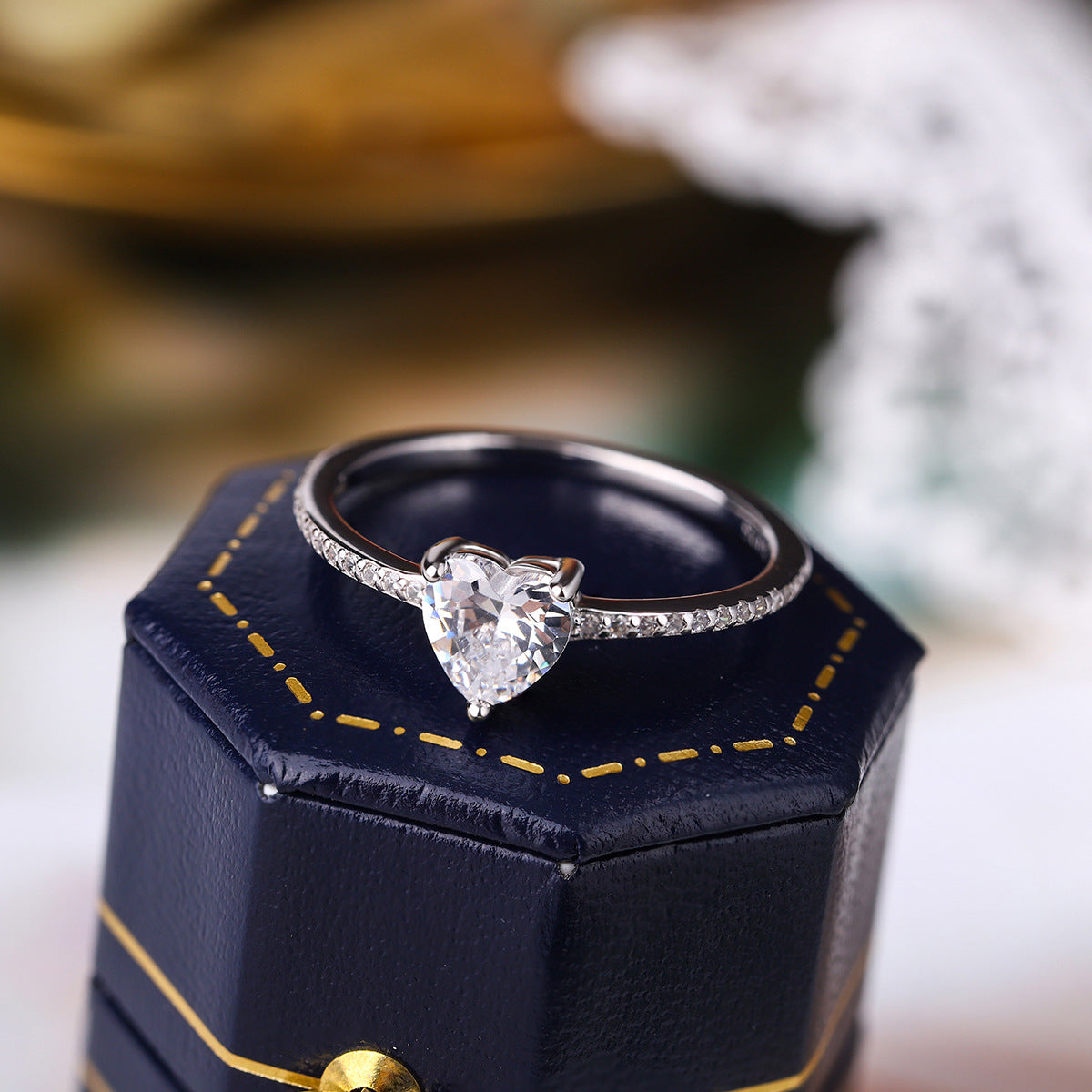 Wholesale s925 Sterling Silver  Light Luxury  Love Diamond Ring