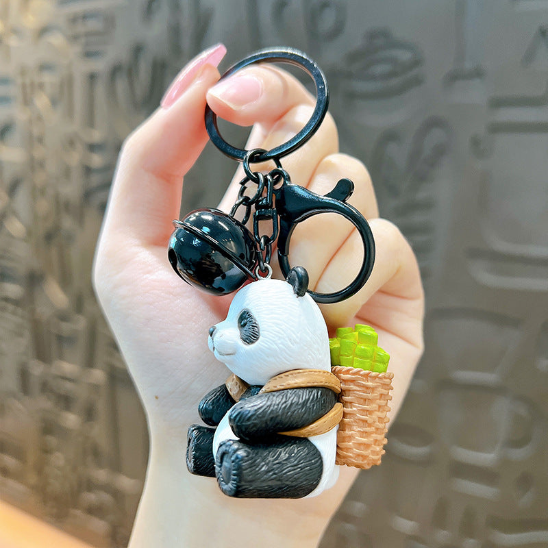 Wholesale Cartoon Hugging Bamboo Panda PVC Keychain Lanyard Keychain ACC-KC-YanG006