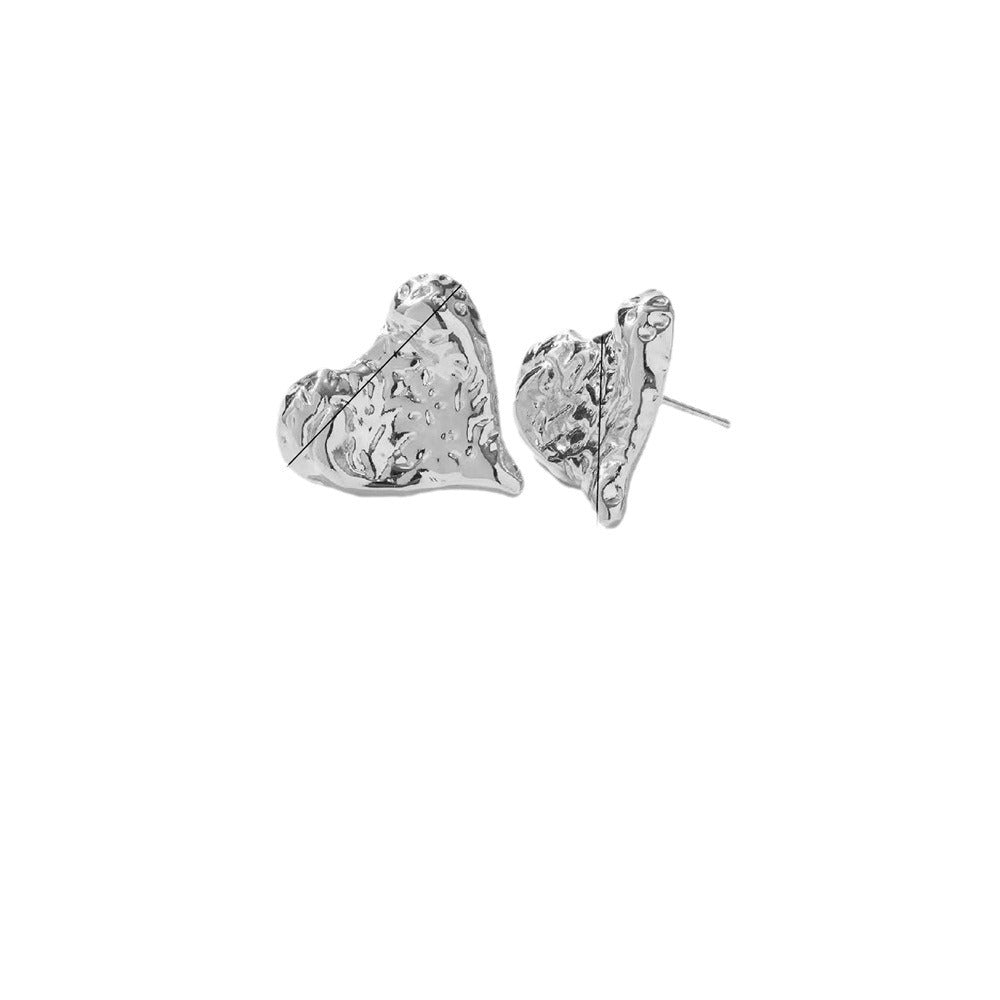 Wholesale red fashion 18K niche design texture love stainless steel earrings