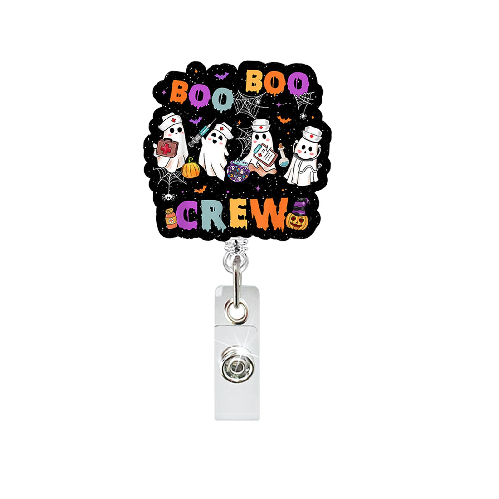 Wholesale Ghost Skull Retractable Badge Reel ABS Acrylic Fashion Accessory for Doctor Nurse