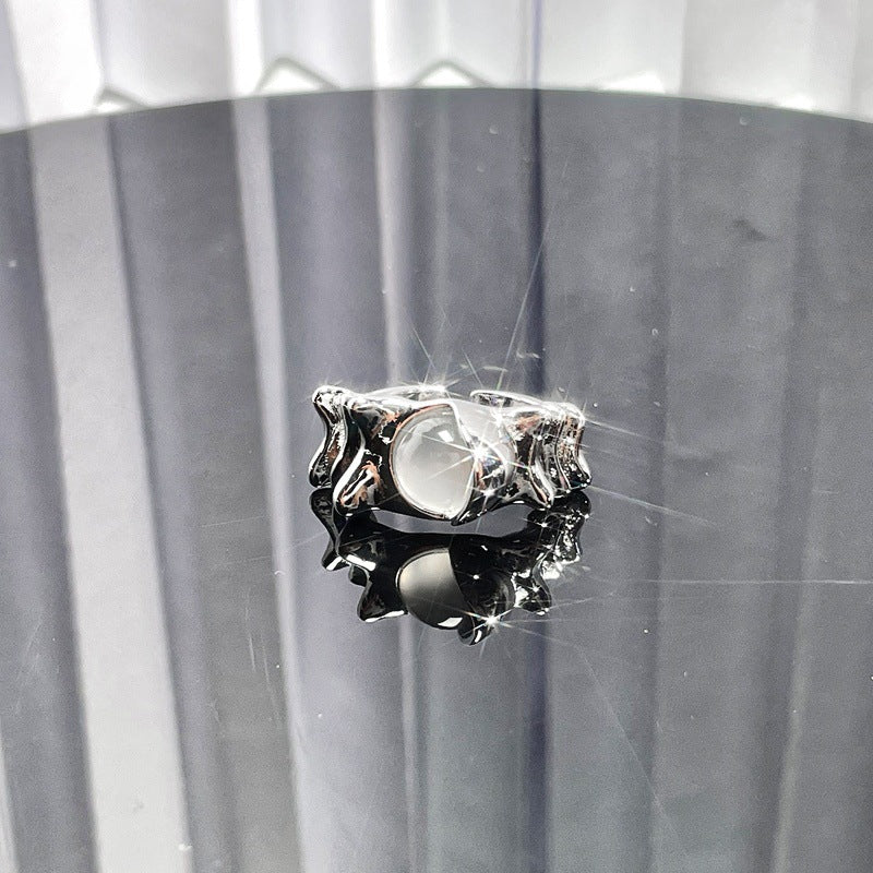 Wholesale texture Opal personality open ring