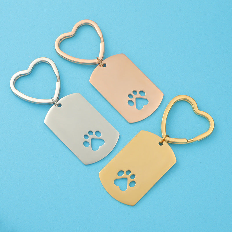 Wholesale Stainless Steel Hollow Dog Paw Keychain ACC-KC-MinPo001