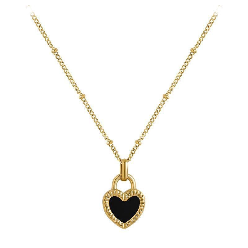 Wholesale Titanium Steel Necklace Love Necklace 18K Gold Plated Necklace Double Sided Heart Pendant Necklace ACC-NE-Mingl001