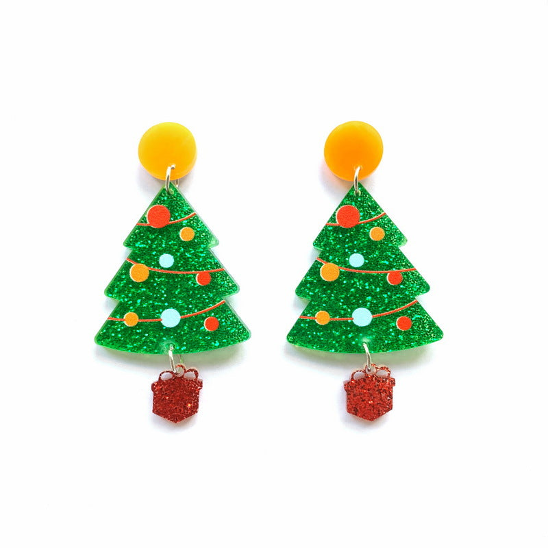 Wholesale Christmas Colorful Christmas Tree Snowflake Socks Earrings ACC-ES-XueP038
