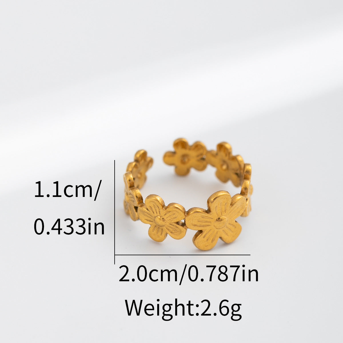Wholesale Stainless Steel Flower Ring with Vacuum Gold Plating,  Trendy Fashion Jewelry Accessory for Women