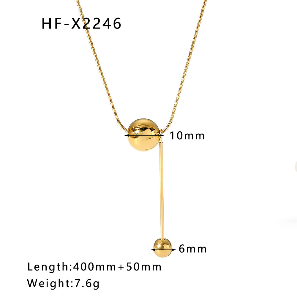 Wholesale spherical pendant necklace clavicle chain stainless steel 18K gold-plated necklace