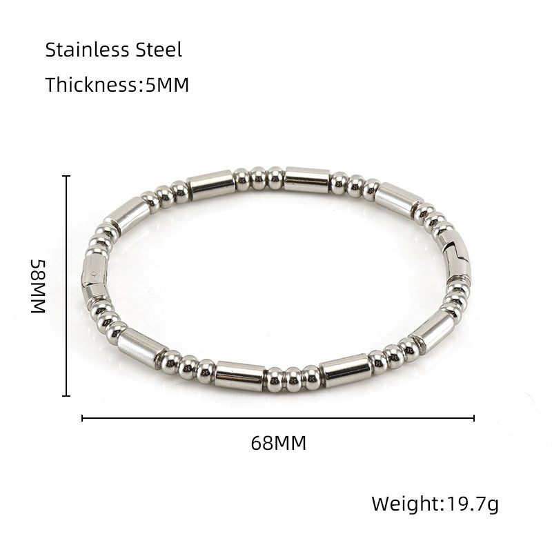 Wholesale Golden Bamboo Titanium Steel Plain Bracelet Stainless Steel Hand Jewelry ACC-BT-Zhongy002