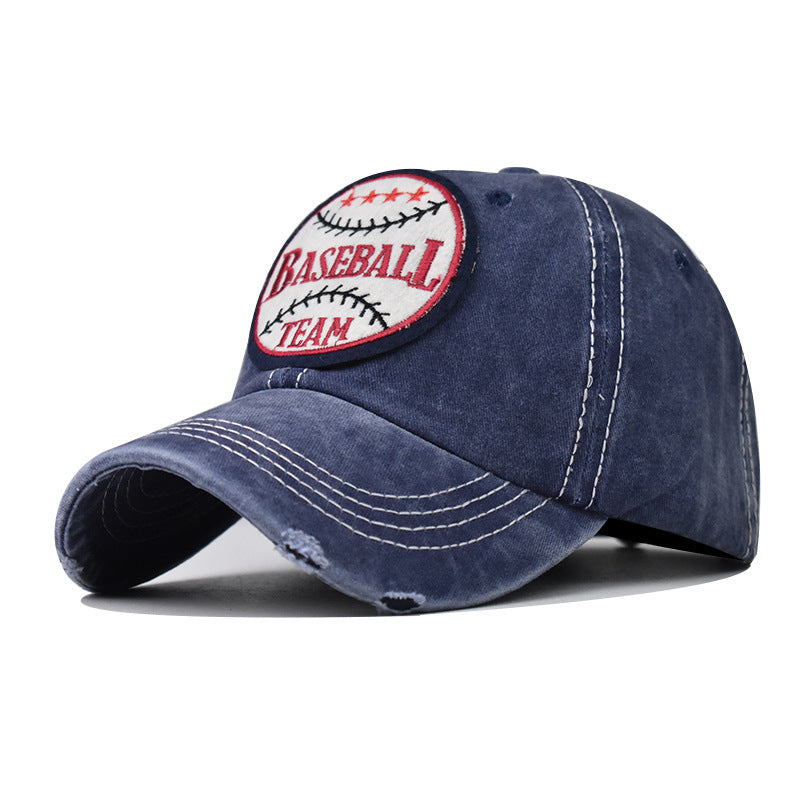 Wholesale Basketball Embroidery Washed Cotton Baseball Cap Adjustable Outdoor Sun Hat For Summer Trendy Vintage Look