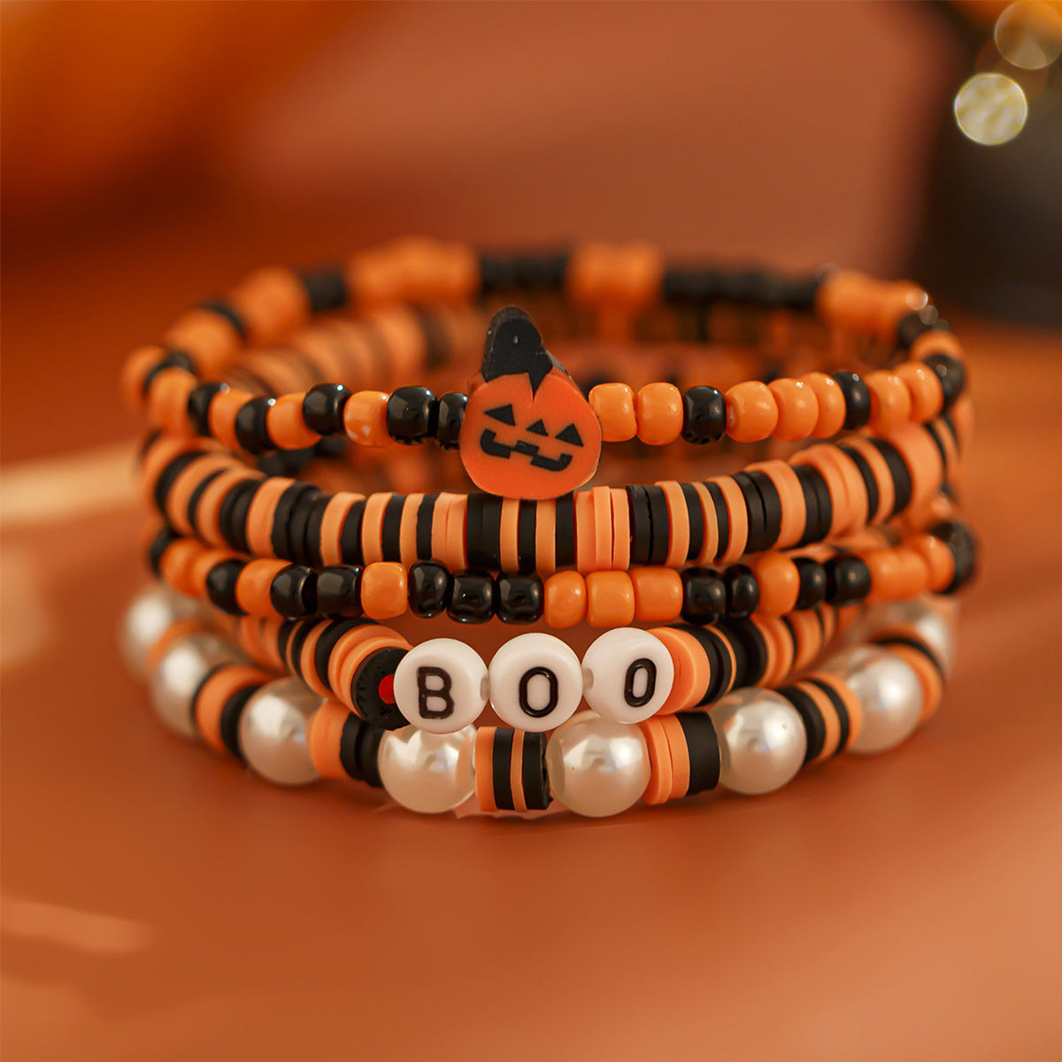 Wholesale  Bat Pumpkin Soft Clay Beaded Bracelet Fashion Jewelry Accessory Gift