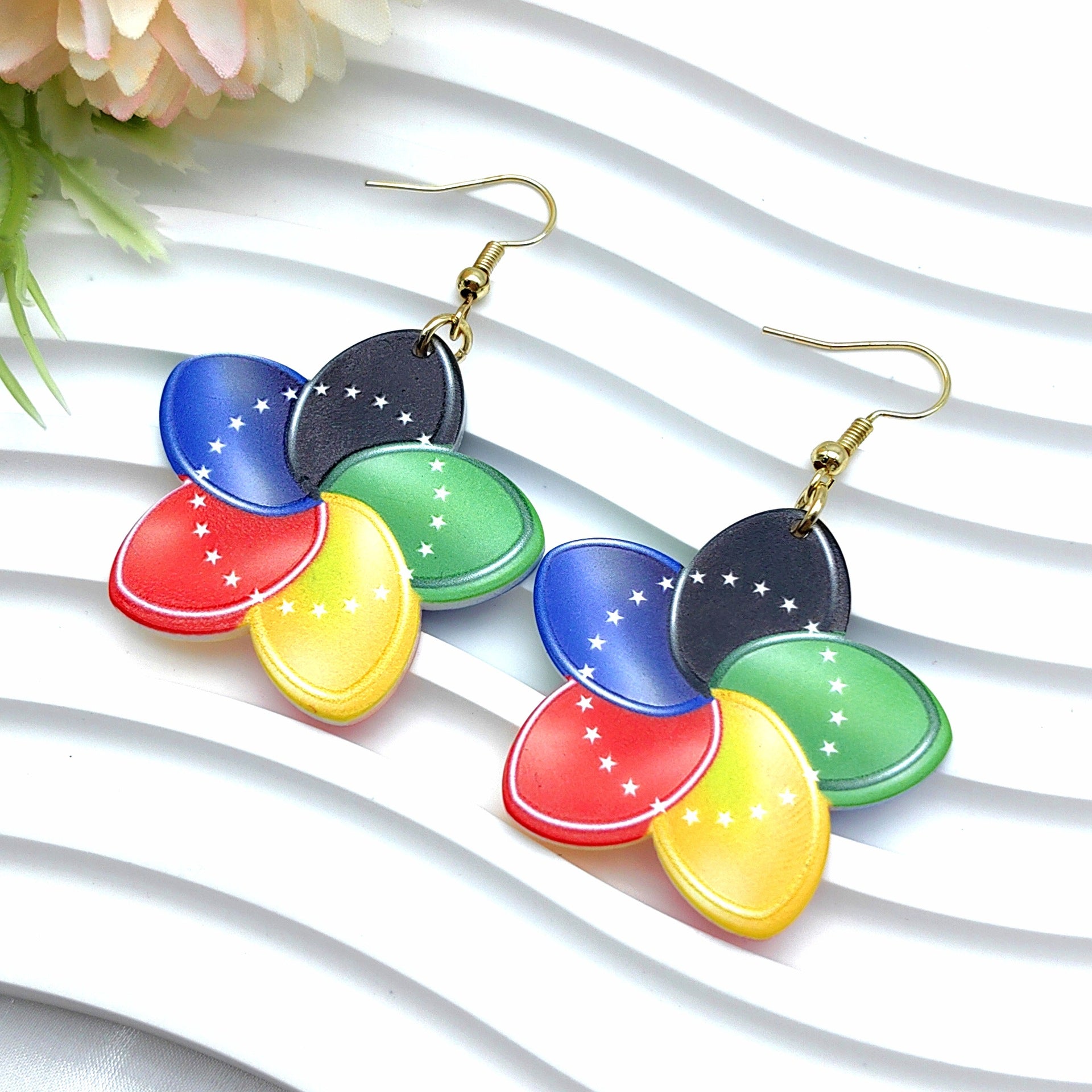 Wholesale National Flag Color Acrylic Independence Day Earrings ACC-ES-Xizhao018