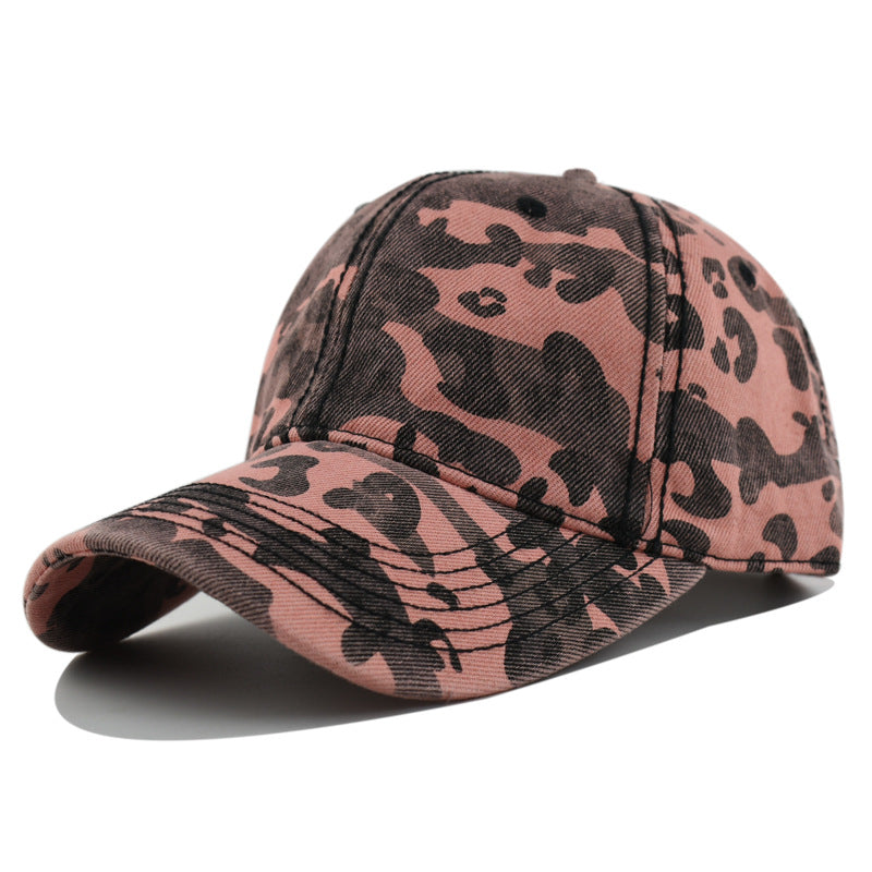 Wholesale  Washed Leopard Print Camouflage Baseball Cap