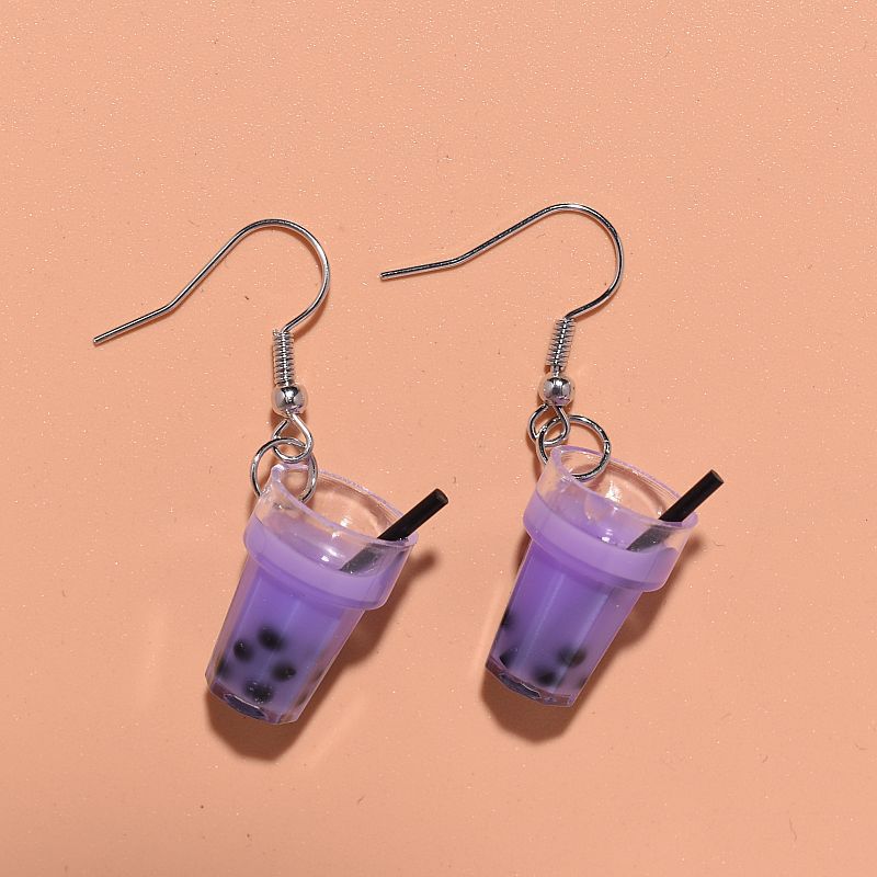 Wholesale Resin Pearl Milk Tea Earrings ACC-ES-Xunt001
