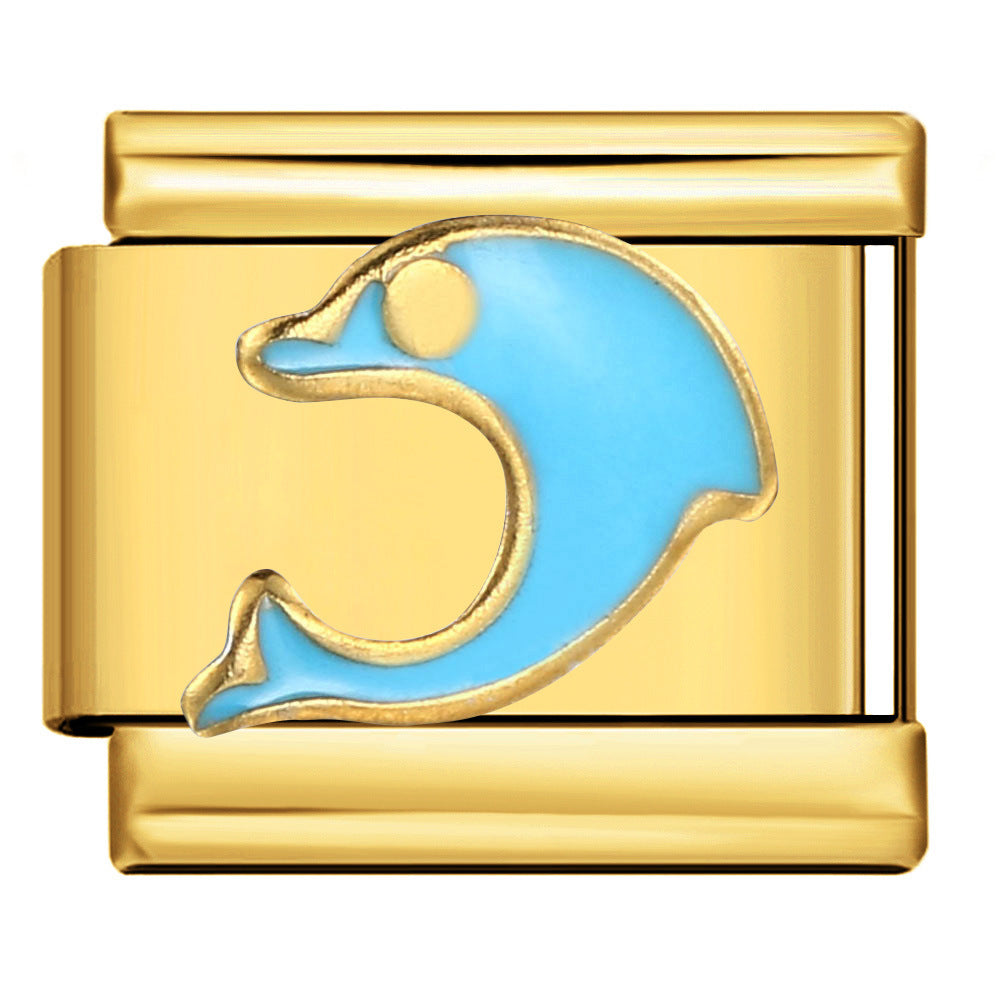 Wholesale Italian Charm Bracelet 9mm DIY Splicing Removable Gold Base Stainless Steel Composable Bracelet