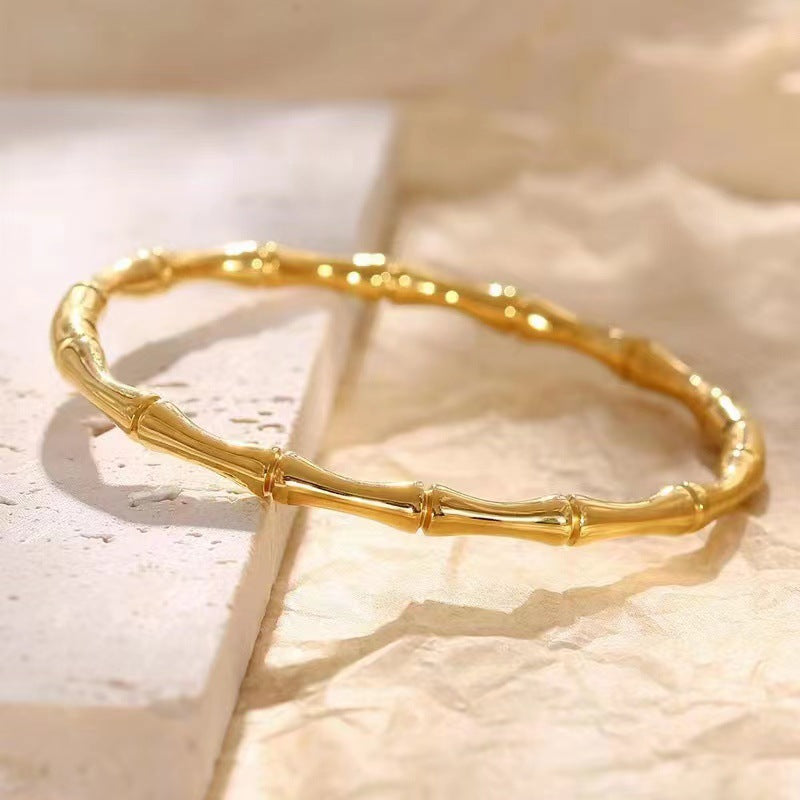 Wholesale Gold Bamboo Titanium Steel Bracelets Plain Bracelet ACC-BT-YiSheng002
