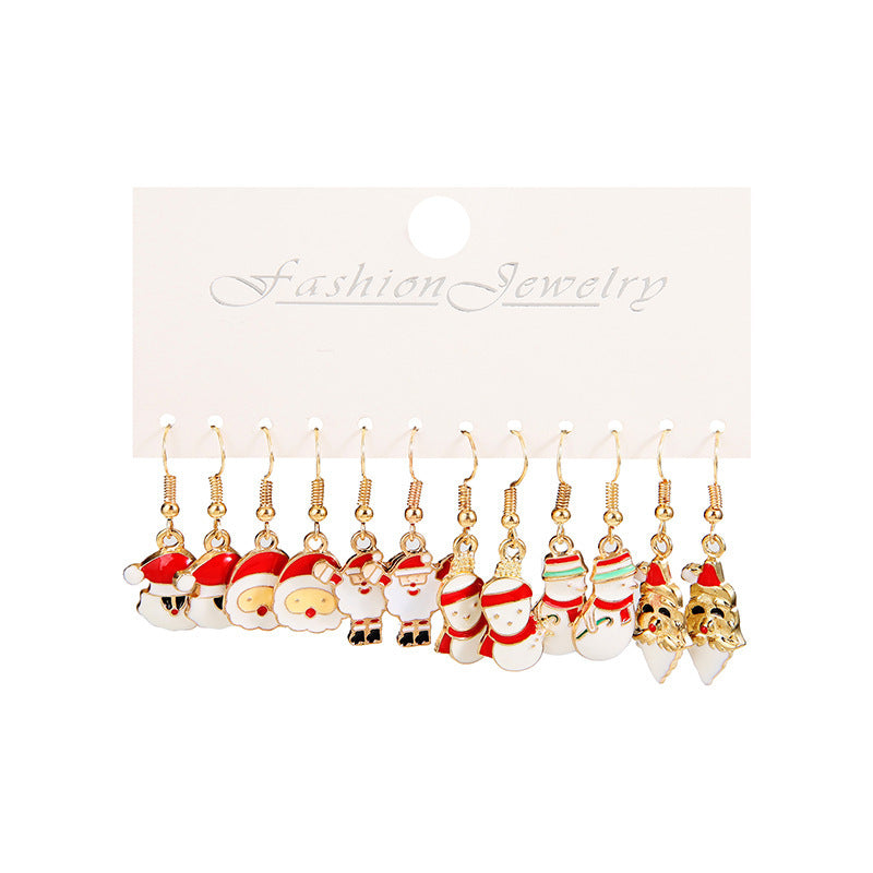 Wholesale Christmas Earrings 5 pairs Set Santa Claus Snowflake Earrings ACC-ES-Zhey006