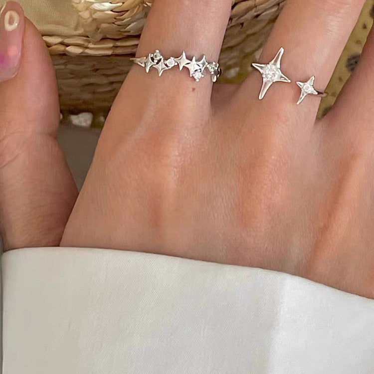 Wholesale Super fairy zircon star metal open ring