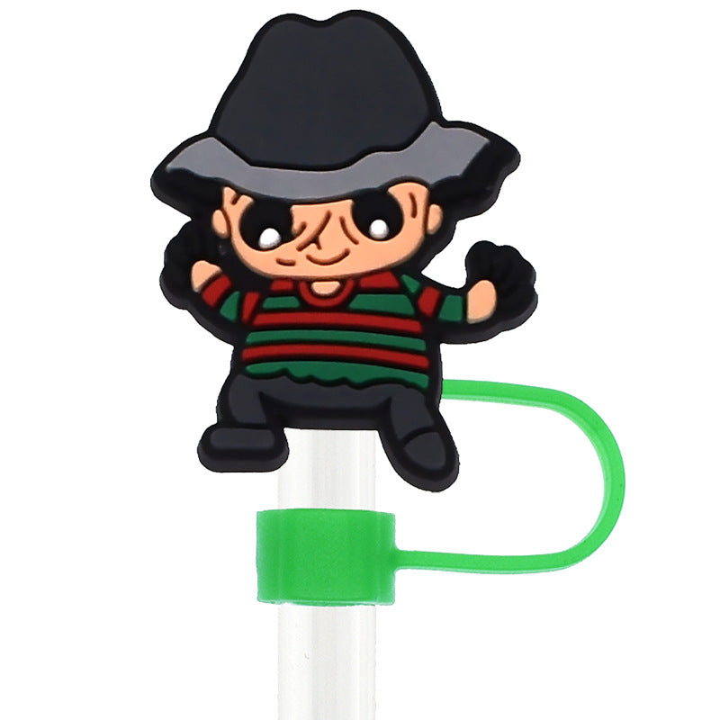 Wholesale Random 100pcs Halloween 10mm PVC Soft Straw Tube Cap ACC-SCR-RYY080