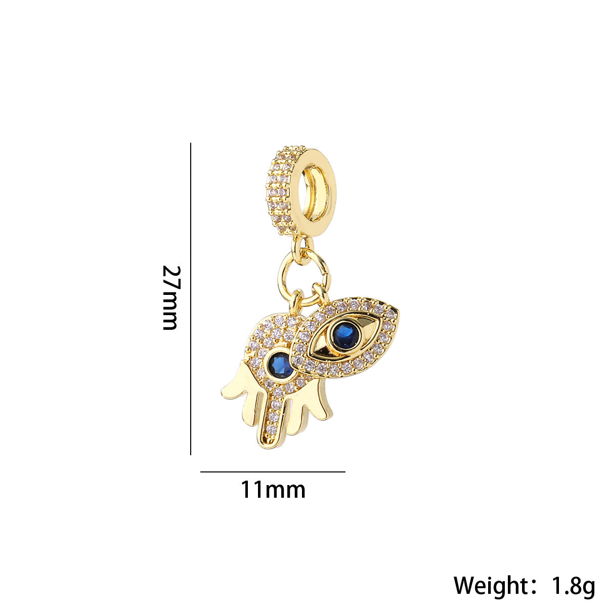 Wholesale Gold Plated Brass Evil Eye Pendant Y2K Trendy Large Eyeball Jewelry Accessory For Women