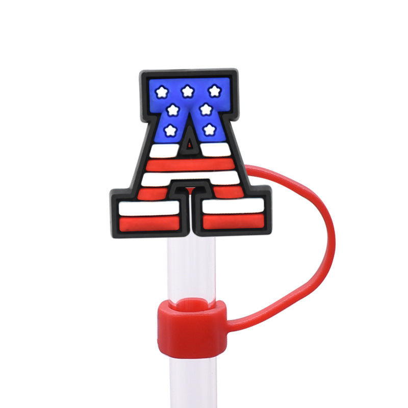 Wholesale Random 100pcs Independence Day Series PVC Soft Straw Tube Cap