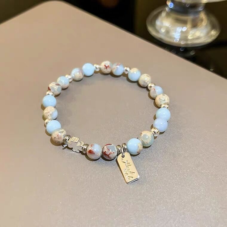 Wholesale Retro Colorful Stone Pearl Broken Silver Bracelet with Simple Personality Silver Bracelets ACC-BT-Mengx002