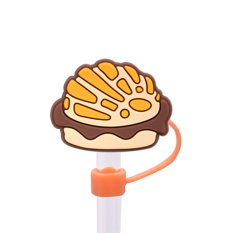 Wholesale Random 100pcs Bread Series Straw Cover 10MM Straw Tube Cap