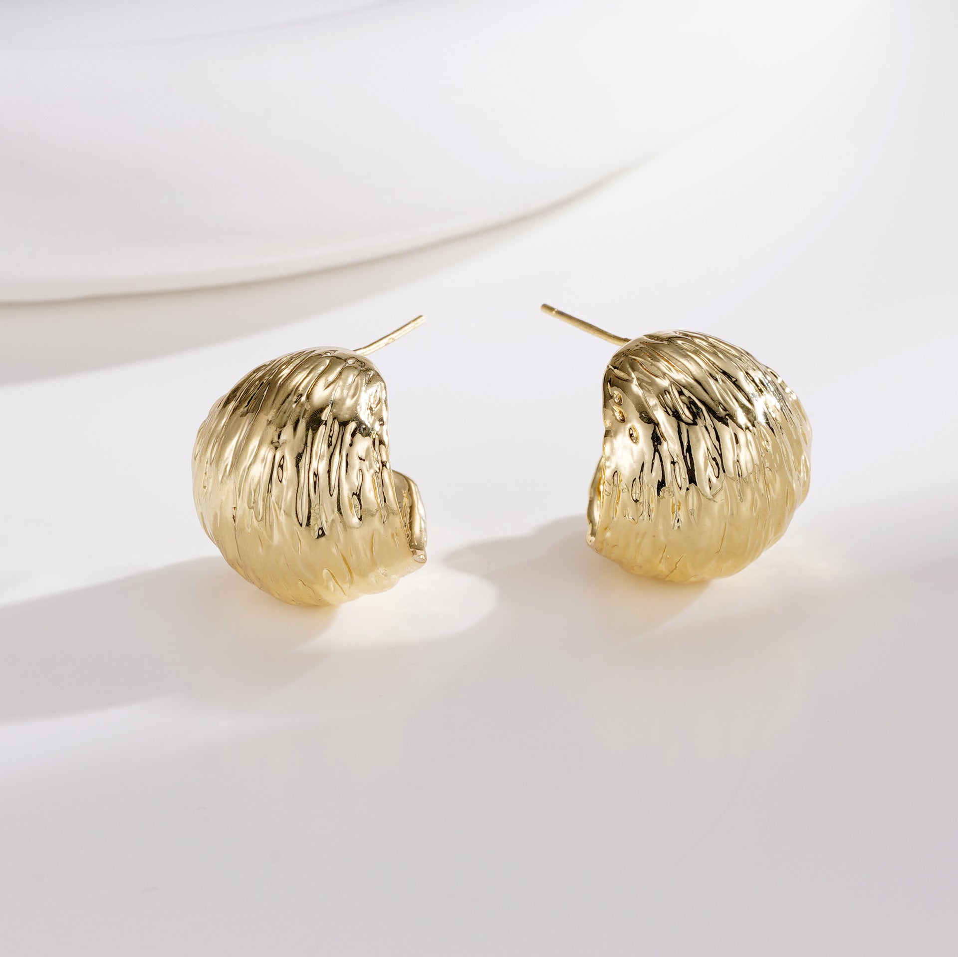 Wholesale Golden Texture Earrings