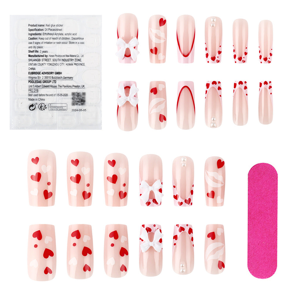 Wholesale 24 Pieces/box Valentine's Day Love Bow Nails Kits Nail Stickers ACC-NS-MiKe034