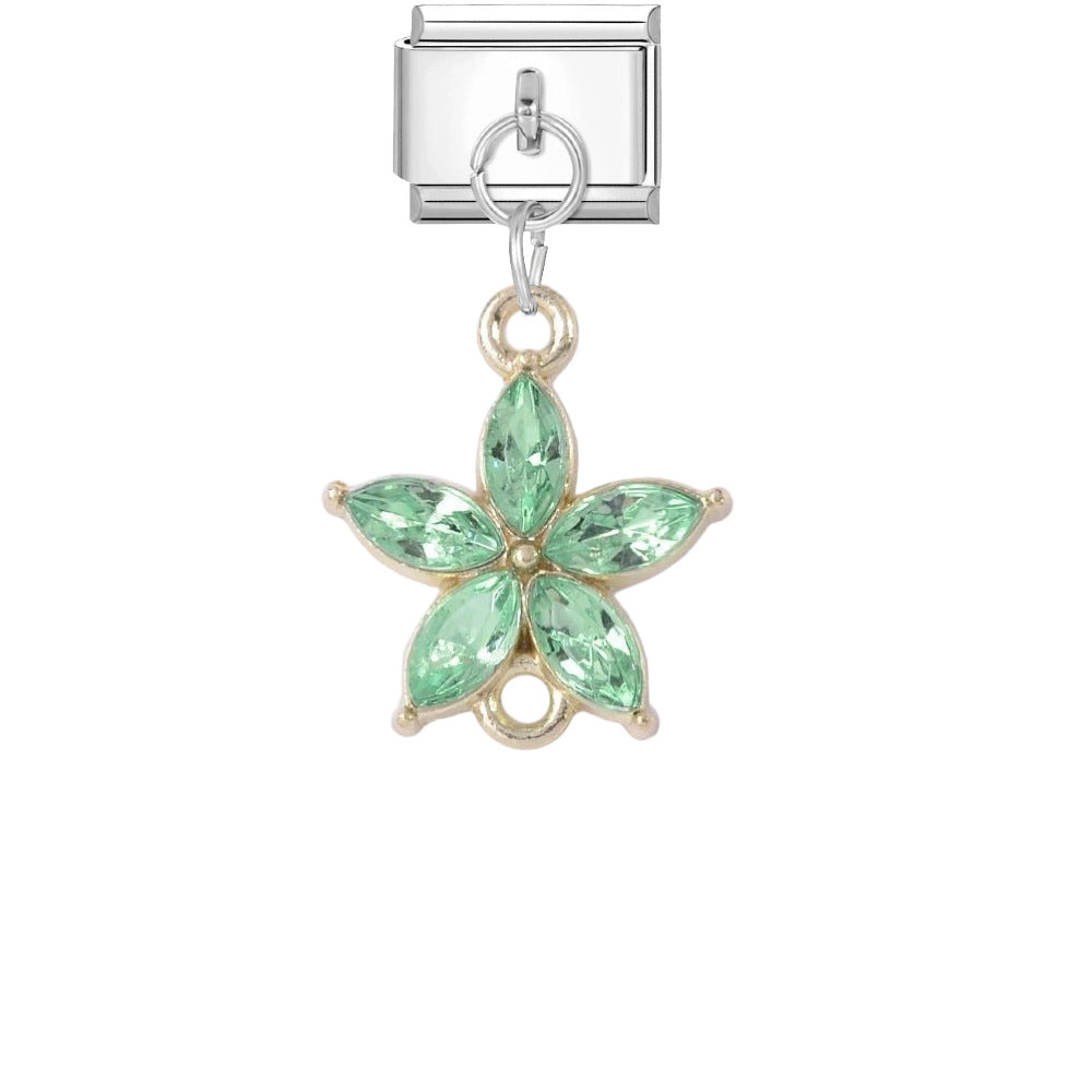 Wholesale Titanium Steel Original Design DIY Italian Charms Bracelet Green Pattern Dripping Oil Finish Resale Fashion Accessory