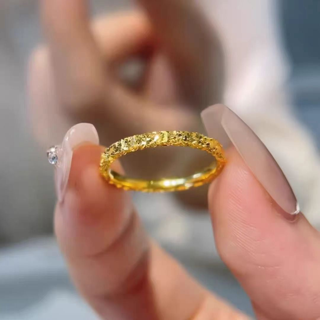 Wholesale Trendy Gold Tone Geometric Starlight Women S Ring Zinc Alloy Fashion Accessory Boutique Resale