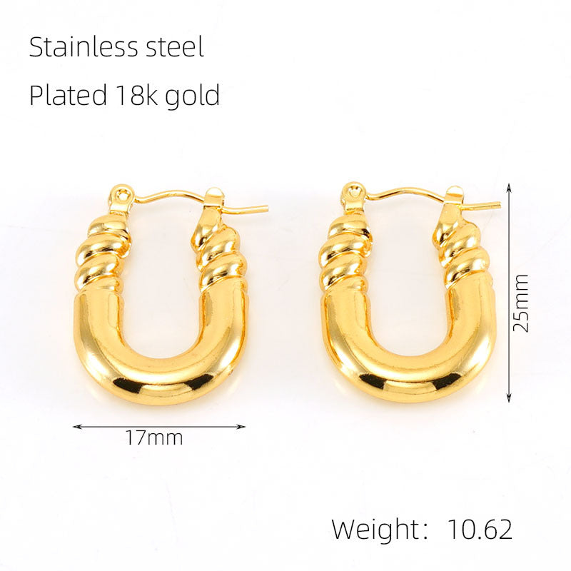 Wholesale  gold-plated titanium steel  spiral geometric earrings