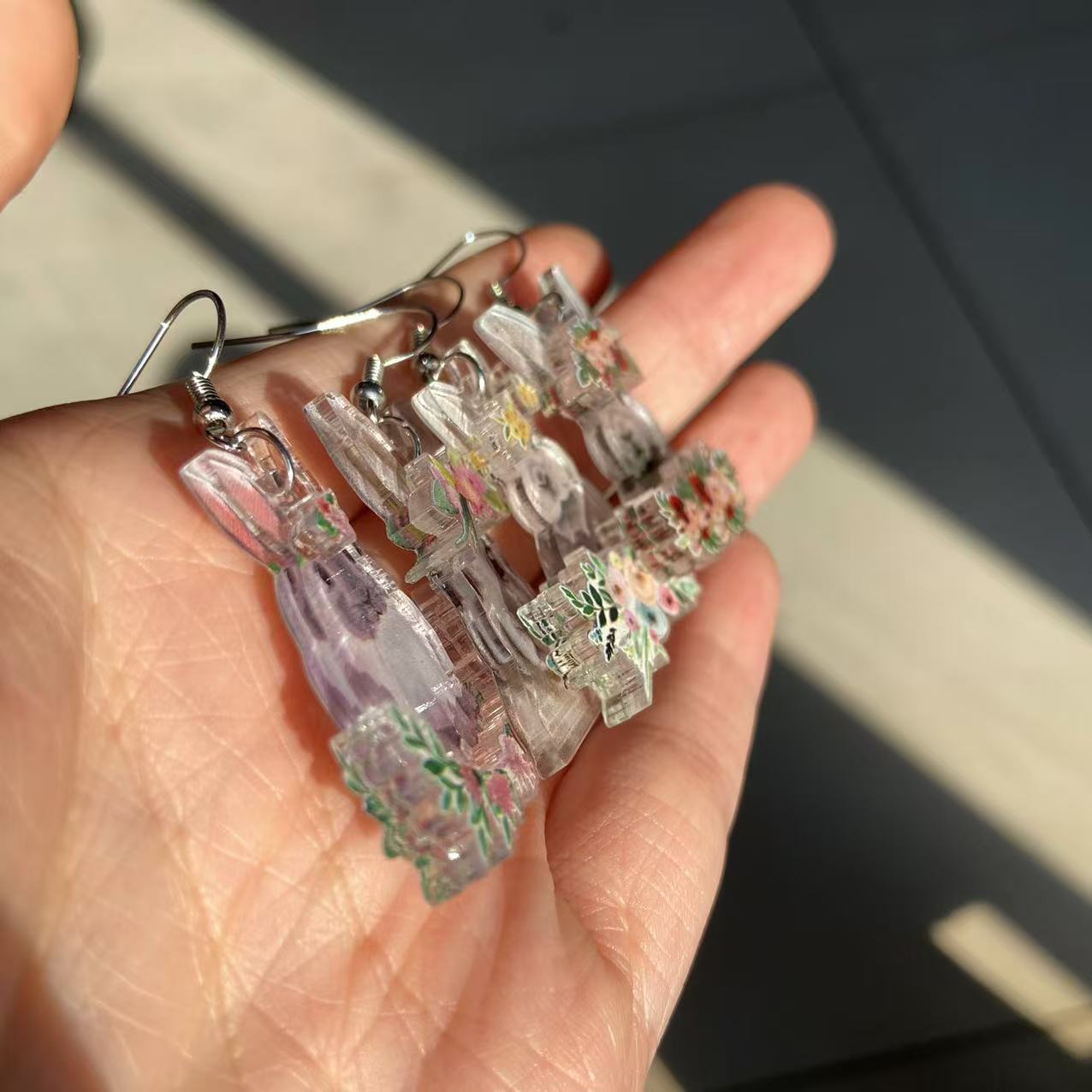 Wholesale  acrylic double-layer printing cute cartoon animal rabbit earrings