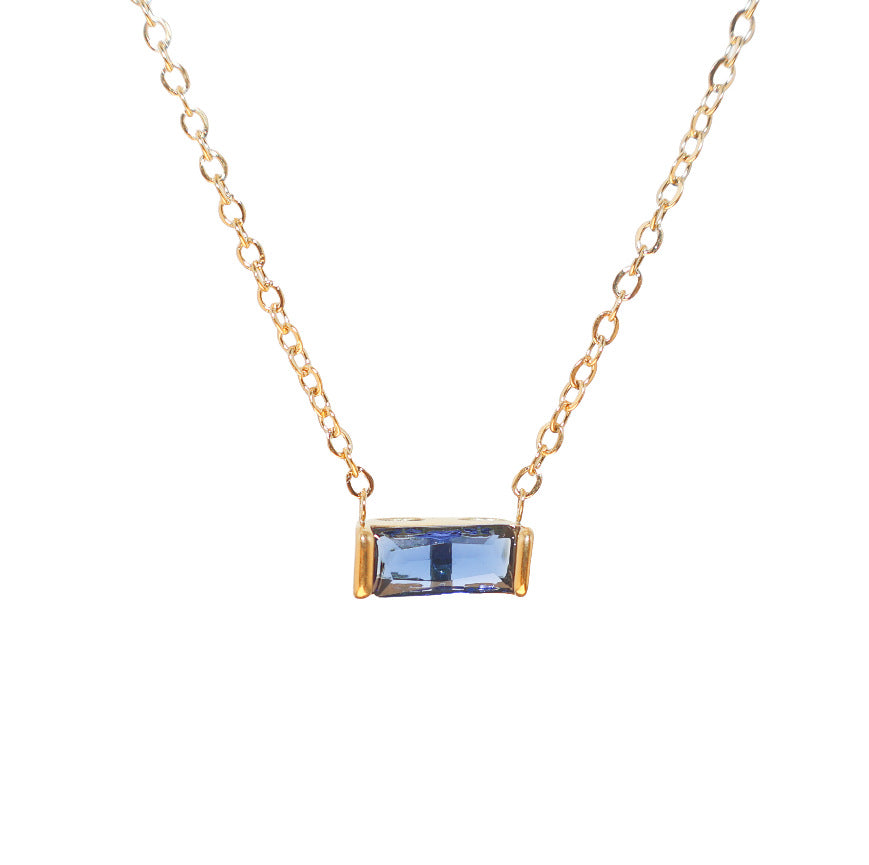 Wholesale Titanium Steel 12 Birthstone Necklace Twelve Birthstone Pendant Zircon Necklace