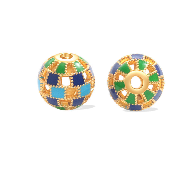 Wholesale S925 sterling silver oil-drip cloisonne hollow spacer beads enamel color handmade beads