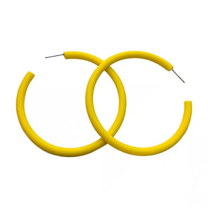 Wholesale 925 silver needles semi-round candy color C- shaped earrings