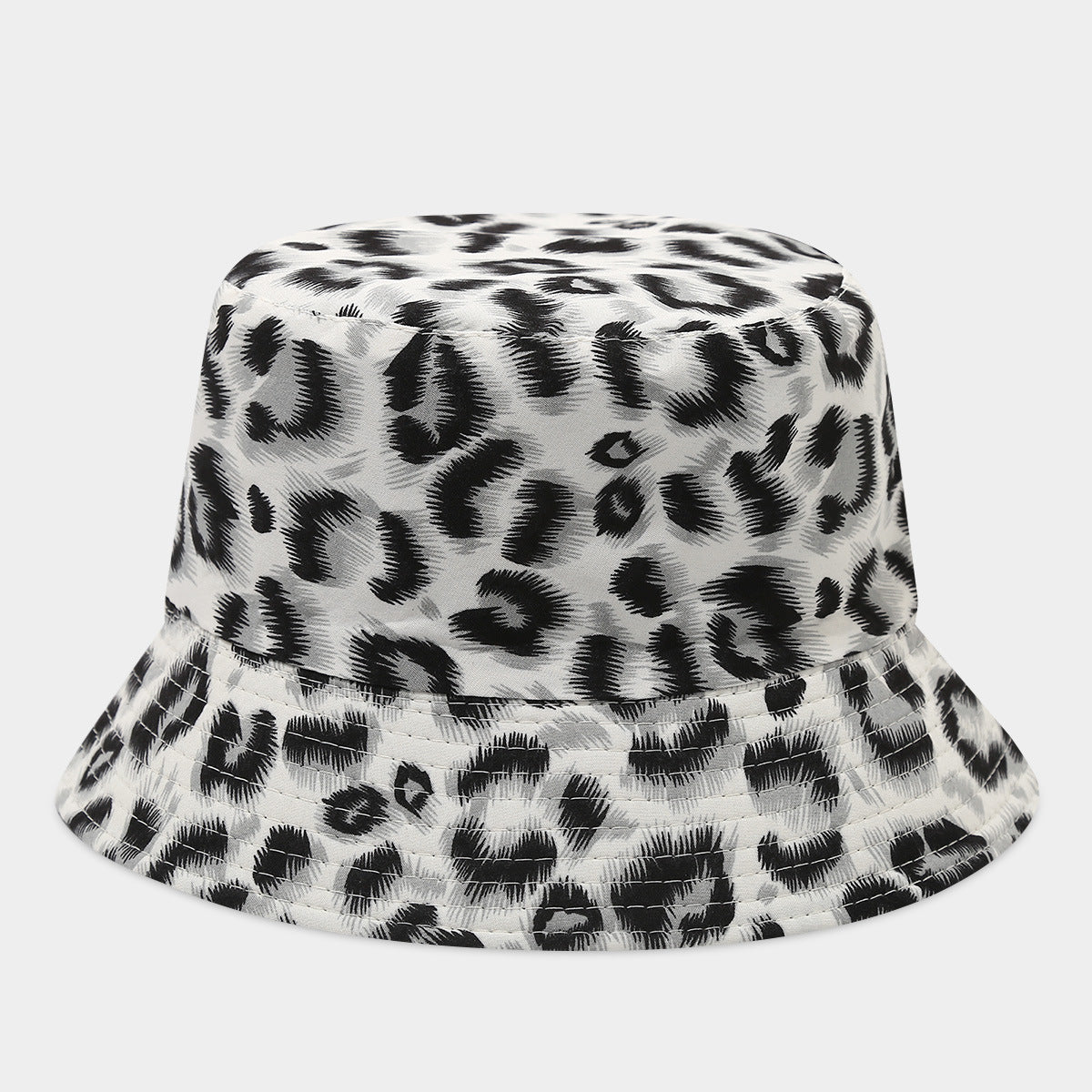 Wholesale  Leopard Pattern Double-sided Basin Hat Fisherman Hat Bucket Hat