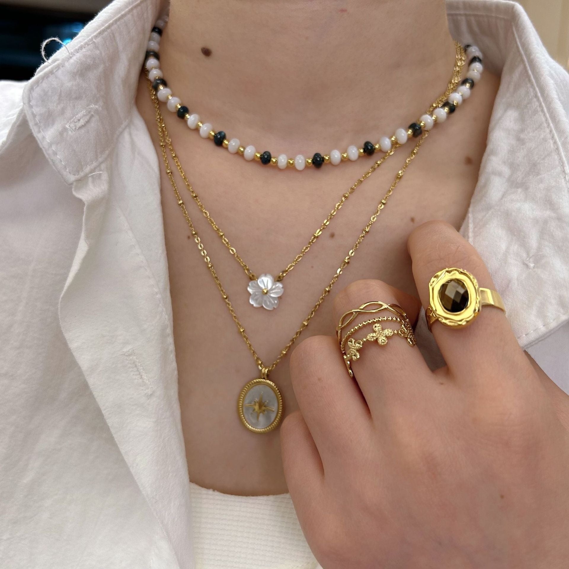 Wholesale Handmade Chain Natural Stone Necklace Star Stainless Steel Necklaces