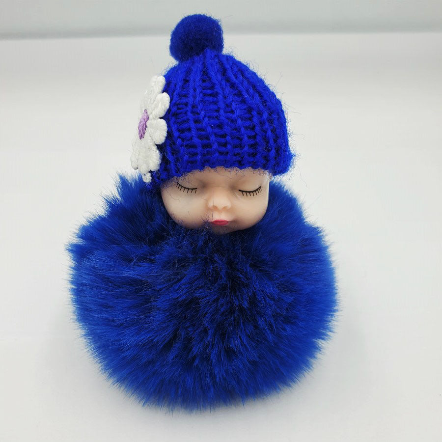 Wholesale cute sleeping doll keychain fur ball pendant ACC-KC-DY007