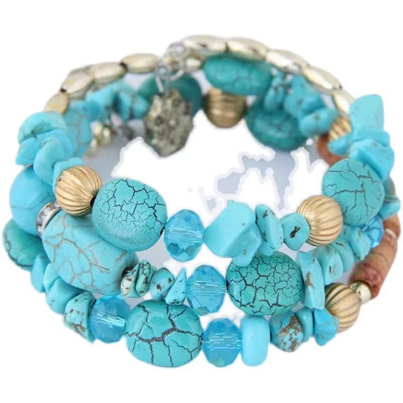 Wholesale Boho Style Kauri Crystal Mixed Multi-layered Bracelet Layered Bracelet Set ACC-BT-Weiy020