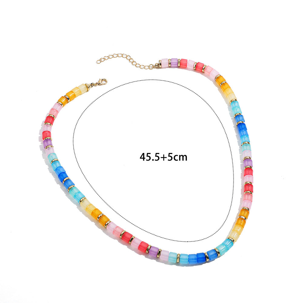 Wholesale Jelly Color Transparent Beaded Necklace